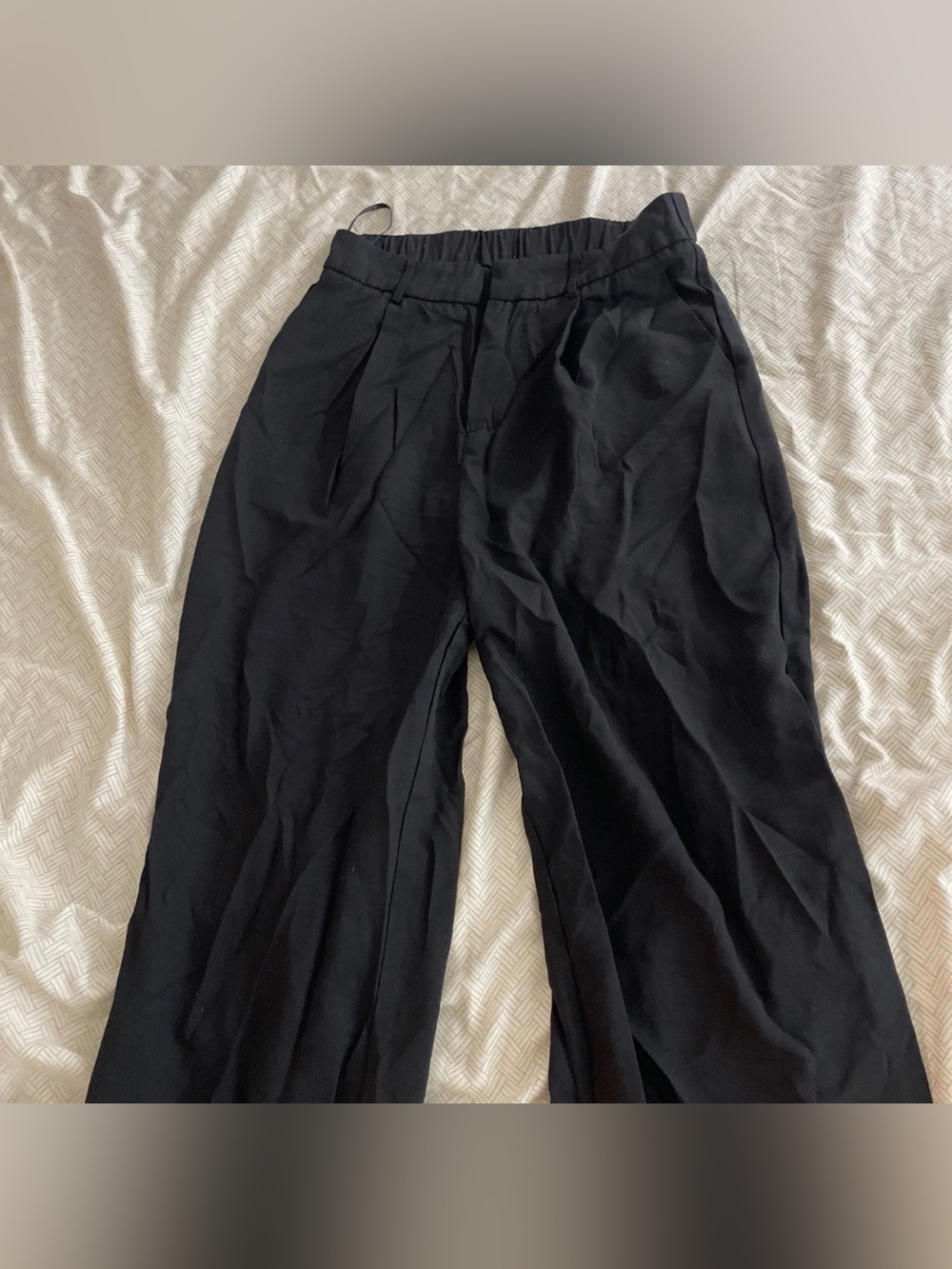Commense Black Wide Leg Trousers Elastic Back Waist Size Medium
